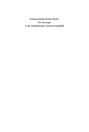 Die Gattungen in der vergleichenden Literaturwissenschaft