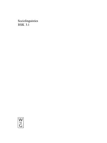 Sociolinguistics / Soziolinguistik: Volume 1