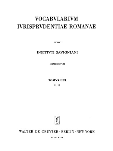 Vocabularium iurisprudentiae Romanae: Fasciculus 5 ita - kaput