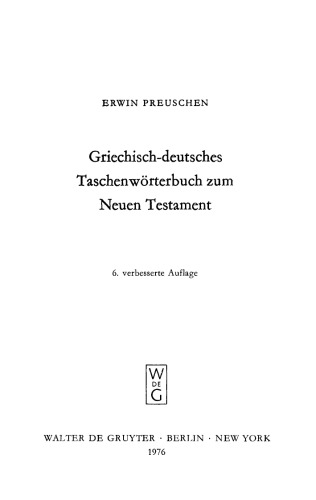 Griechisch-deutsches Taschenwörterbuch zum Neuen Testament