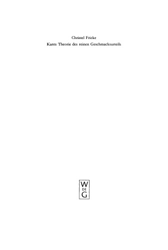 Kants Theorie des reinen Geschmacksurteils