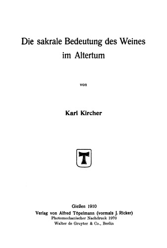 Die sakrale Bedeutung des Weines im Altertum