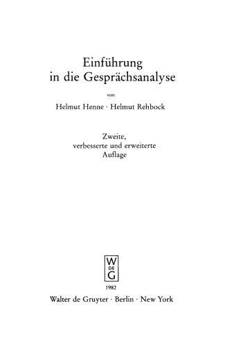 Einführung in die Gesprächsanalyse