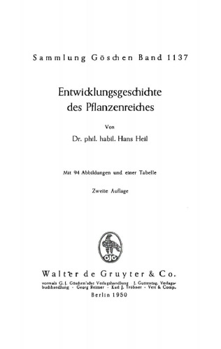 Entwicklungsgeschichte des Pflanzenreiches