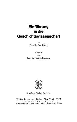 Einführung in die Geschichtswissenschaft