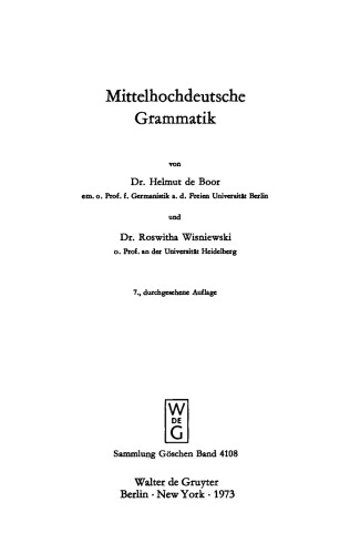 Mittelhochdeutsche Grammatik
