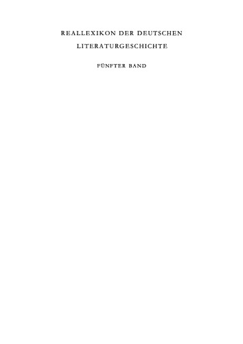 Reallexikon der deutschen Literaturgeschichte: Band 5 Sachregister