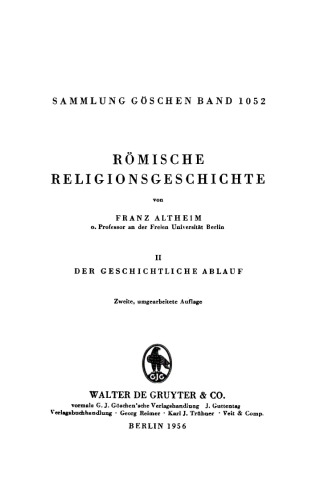 Römische Religionsgeschichte: Band 2 Der geschichtliche Ablauf
