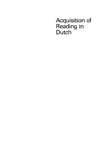 Acquisition of Reading in Dutch