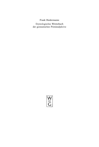 Etymologisches Wörterbuch der germanischen Primäradjektive