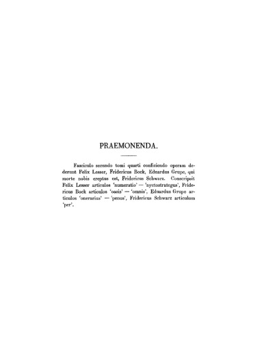Vocabularium iurisprudentiae Romanae: Fasc 2 numeratio - per (Praepositio)