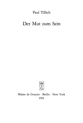 Der Mut zum Sein