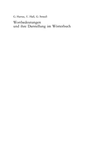 Wortbedeutungen und ihre Darstellung im Wörterbuch