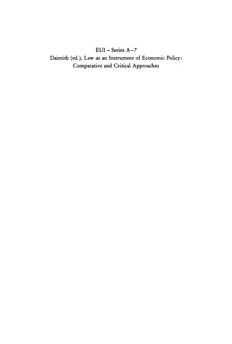 Law as an Instrument of Economic Policy – Comparative and Critical Approaches