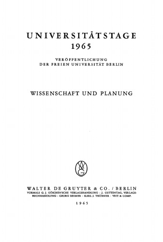 Wissenschaft und Planung