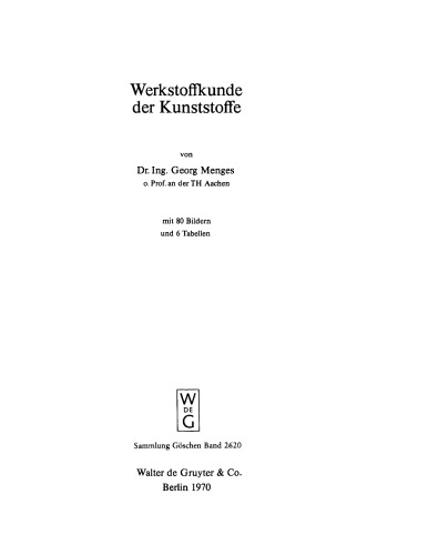 Werkstoffkunde der Kunststoffe