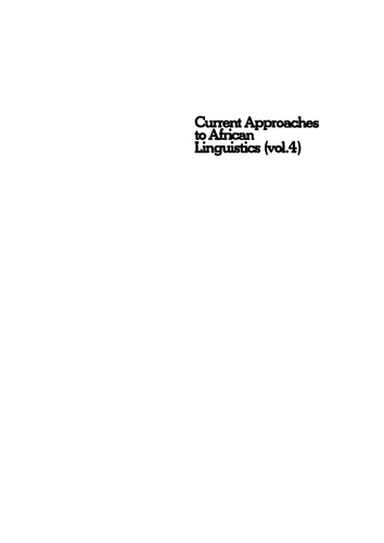 Current Approaches to African Linguistics: Vol 4