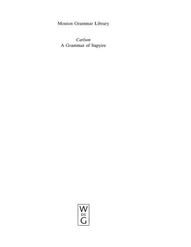 A Grammar of Supyire