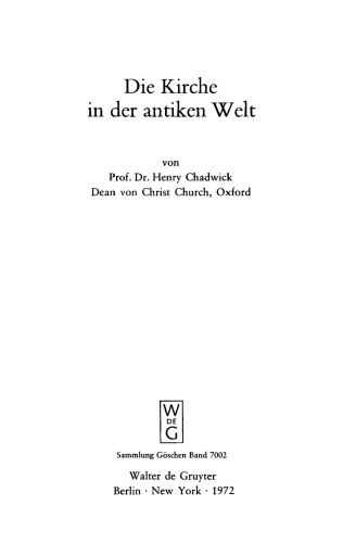 Die Kirche in der antiken Welt