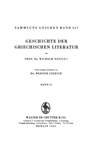 Geschichte der griechischen Literatur: Band 2