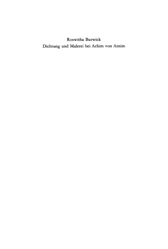 Dichtung und Malerei bei Achim von Arnim