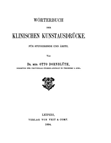 Wörterbuch der Klinischen Kunstausdrücke