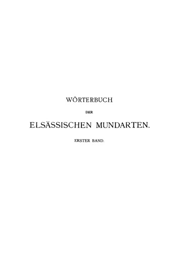 Wörterbuch der elsässischen Mundarten