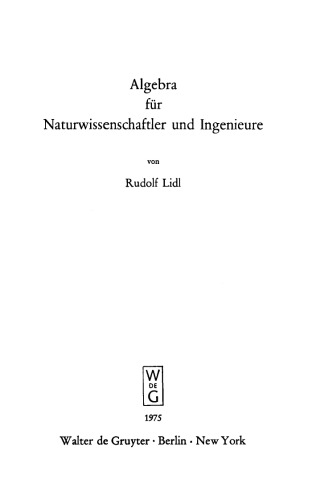 Algebra für Naturwissenschaftler und Ingenieure