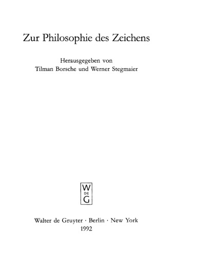 Zur Philosophie des Zeichens