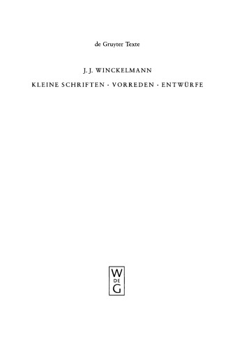 Kleine Schriften • Vorreden • Entwürfe