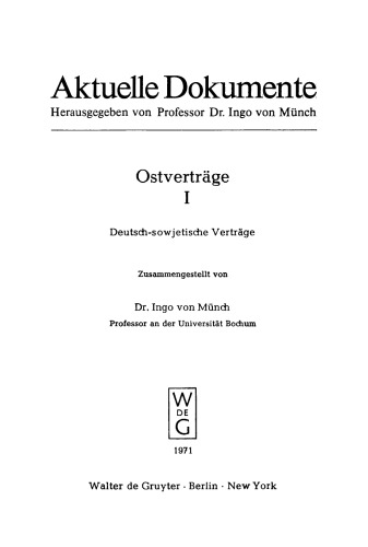 Ostverträge: I Deutsch-sowjetische Verträge