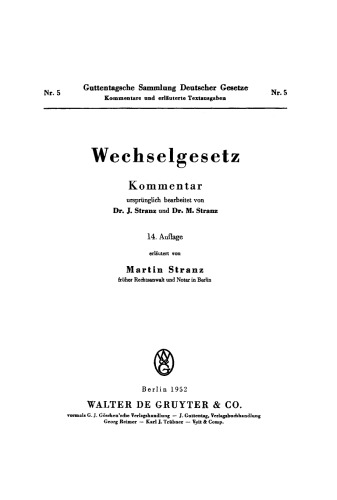 Wechselgesetz: Kommentar
