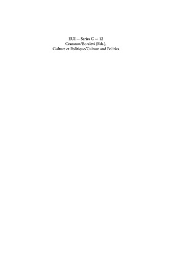 Culture et Politique / Culture and Politics