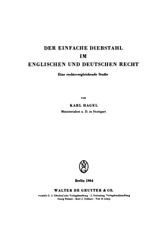 Der einfache Diebstahl im englischen und deutschen Recht: Eine rechtsvergleichende Studie