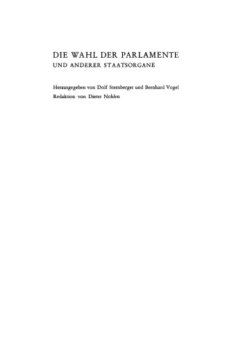 Die Wahl der Parlamente und anderer Staatsorgane: Band 1/Halbband 1 Europa
