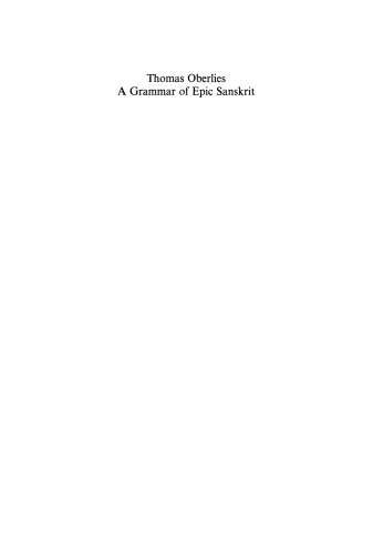 A Grammar of Epic Sanskrit