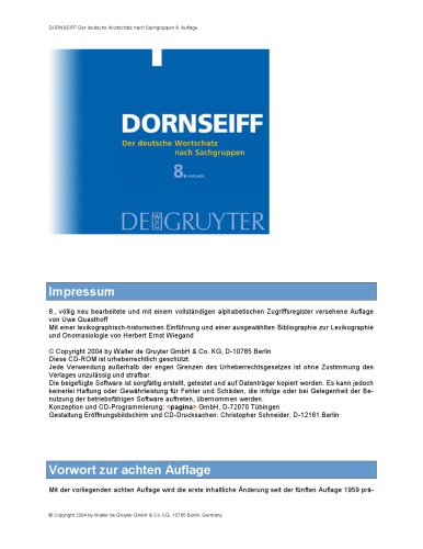 Der deutsche Wortschatz nach Sachgruppen: Mit einer lexikographisch-historischen Einführung und einer ausführlichen Bibliographie zur Lexikographie und Onomasiologie