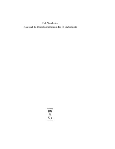 Kant und die Bewußtseinstheorien des 18. Jahrhunderts
