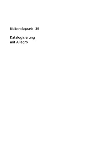 Katalogisierung mit Allegro