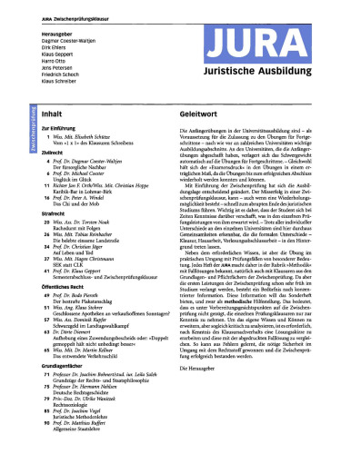 Zwischenprüfung: Zivilrecht, Strafrecht, Öffentliches Recht, Grundlagenfächer
