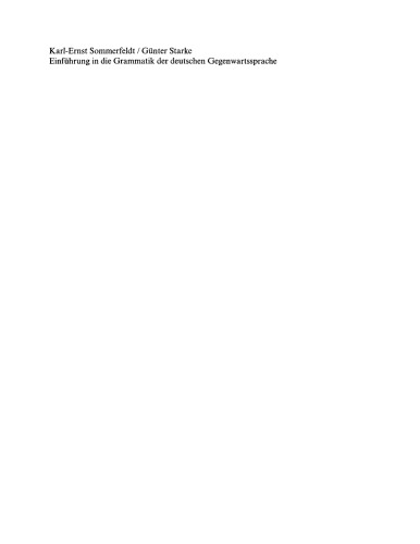Einführung in die Grammatik der deutschen Gegenwartssprache