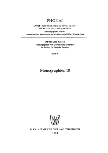 Monographien: 19 Deutsche Siedlungsmundarten aus Slawonien, Jugoslawien