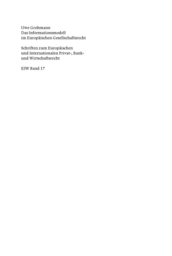Das Informationsmodell im Europäischen Gesellschaftsrecht
