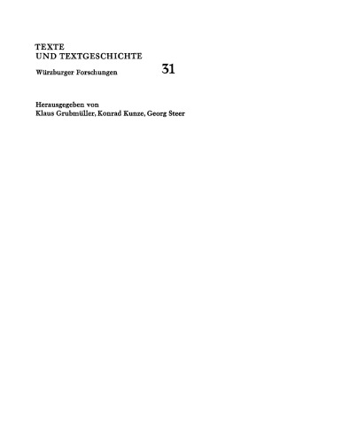 Überlieferungsgeschichtliche Editionen und Studien zur deutschen Literatur des Mittelalters: Kurt Ruh zum 75. Geburtstag