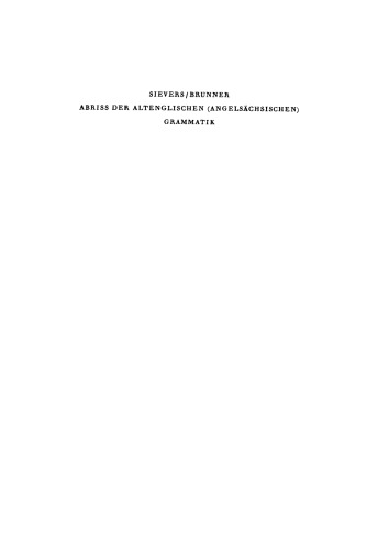 Abriss der altenglischen (angelsächsischen) Grammatik