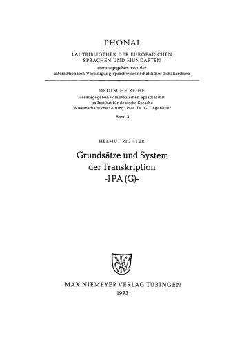 Grundsätze und System der Transkription – IPA (G)
