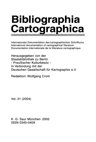 Bibliographia Cartographica: Vol. 31 2004