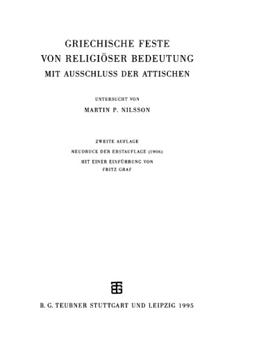 Griechische Feste von religiöser Bedeutung mit Ausschluss der Attischen