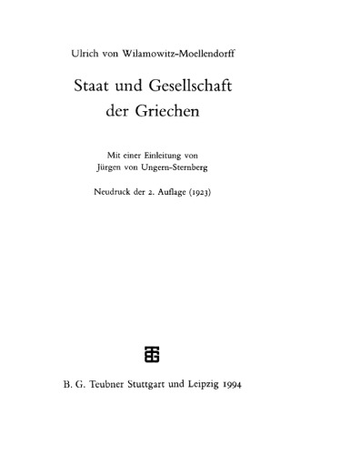 Staat und Gesellschaft der Griechen