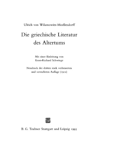 Die griechische Literatur des Altertums